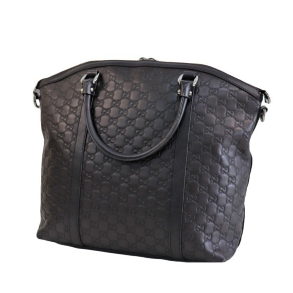 Gucci 2way Tote Shoulder Bag Sima Leather Dark Brown